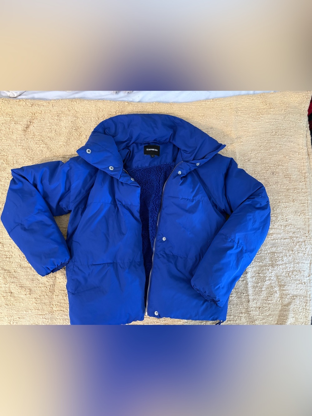Express Bright Blue Puffer Jacket